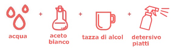 icona acqua aceto bianco tazza di alcol detersivo piatti